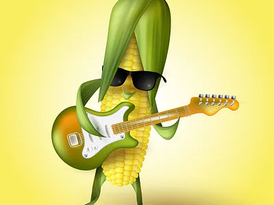Vector illustration. Maize guitarist. adobe illustrator character corn guitar guitarist illustraion maize music musician vector illustration vegetable