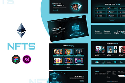 NFT Web Template Design | NFTS bitcoin blockchain business crypto crypto currency currency cyoam digital currency ethereum home page logo minimal nft nfts online currency token ui web web template website