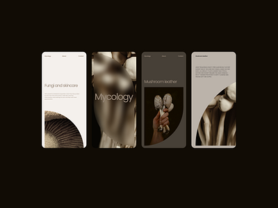 Mycology - Design Exploration 04 aesthetic beige blur branding concept delicate design elegant exploration layout minimal mobile modern mood mushrooms photography soft ui vegan web