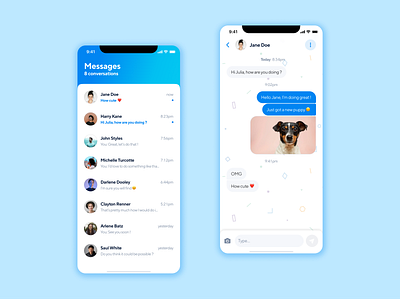 Messaging mobile app app bubble cards conversation design dialog inbox messages messaging messenger mobile mobile ui photo typing ui ux