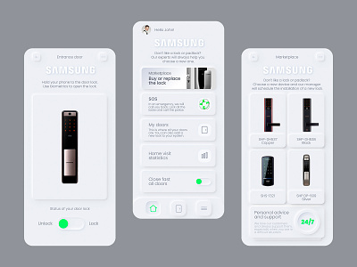 Mobile application for Samsung electronic door lock biometric locks biometrics branding design figma flat flat design interface interface design ios lock mobile app neomorphism samsung ui user experience ux ux ui design