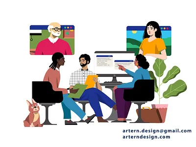 @Slack Meeting branding character color design designer diversity equality illustration illustrator library meeting new palette people slack spot trend vector