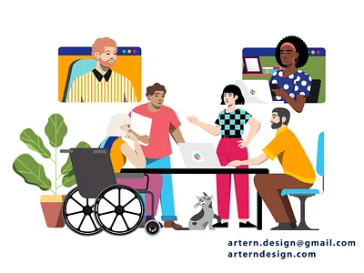 @Slack Brief branding character design folks graphic identity illustration library meeting people personas slack spot vector website woke workers working