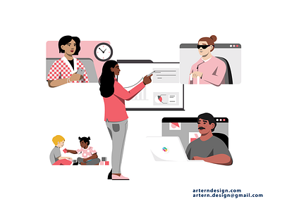 @Slack Marketing branding character design diversity equality folks graphic hub illustration meeting online people slack spot vector woman working