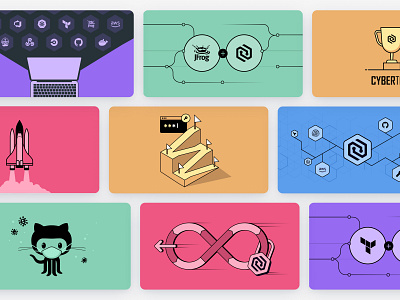 Blog Cover Images amazon aws azure code corona cover image covid cyber devops flat geometric github illustration isometric jfrog monochrome security terraform thumbnail virus