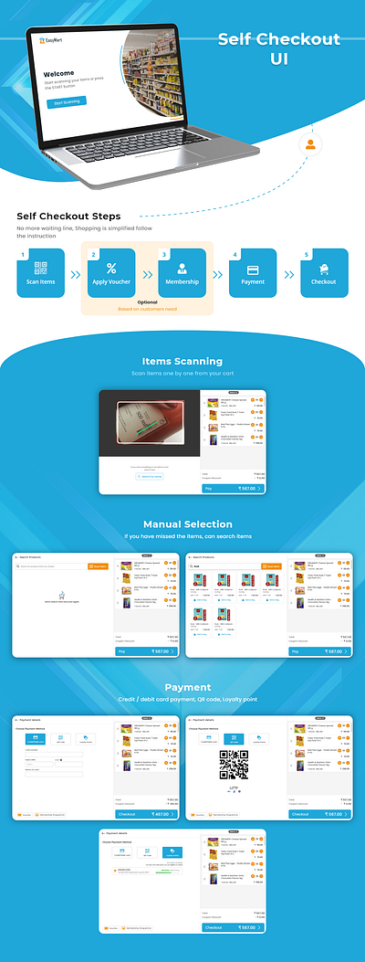 Self Checkout UI for web adobe xd application checkout design kiosk self checkout ui web application web ui