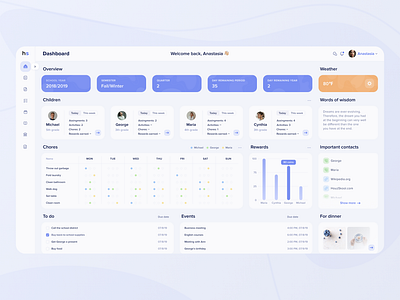 Data visualization 🤍 Dashboard light theme 2022 design admin admin panel calendar chart design children chores clean design dashboard data visualization educational family graph management overview rewards stats students ux work organizing