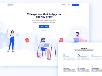 Landing page clean design illustration minimal ui vector web website