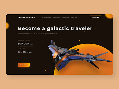 GENERATION SHIP - NFT PLATFORM crypto design inteface landing page mars nft ship space ui ux uxui web design