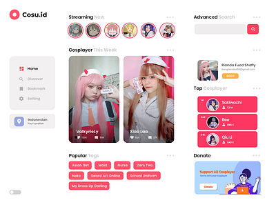 Cosu.id - Web Design Cosplayer cosplayer design ui website website design