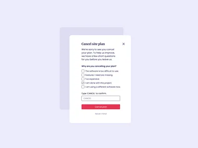 Cancel Plan Modal UI Design cancel plan cancel plan design cancel plan modal cancel plan ui free ui component free ui design ui ui component ui design ui design daily ux ux design
