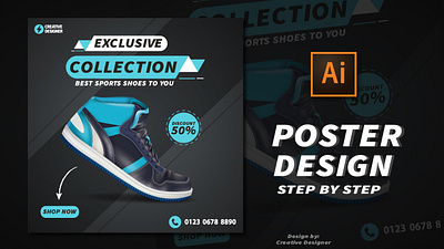 how to create a shoe poster design using Abode illustrator cc (creative designer 25) design graphic design illustration poster design shoe poster design