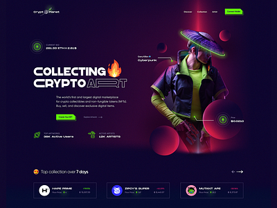 Crypto Planet NFT Marketplace Website clean ui cryptocollection cryptosite cryptotrading cryptowebsite design dribbble best shot logodesign modern ui nft design nftdashboard nftdesign nftmarketplace nfttrading nftwebsite ux web design webdesign website concept website design