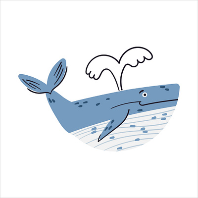 Whale character children cute design handdrawn illustration vector whale