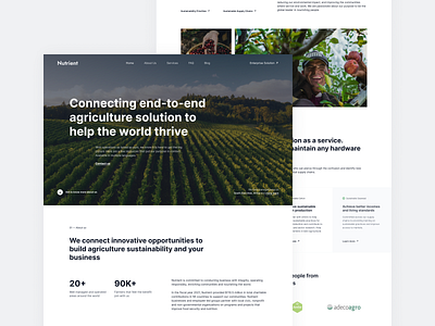 Nutrient - Agritech Solution Company Landing Page Exploration agency agri agriculture agritech clean company design landing page landingpage minimalist nature ui ux web web design website