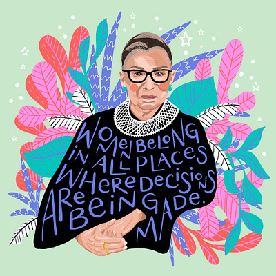 Ruth Bader Ginsburg Portrait illustration illustrator lettering portrait