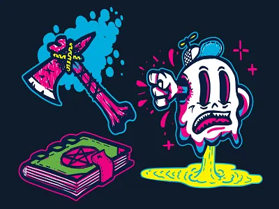 Piss Ghost axe bone tomahawk book brewery drekker brewing evil fun ghost illustration necro necronomicon pee piss punch silly