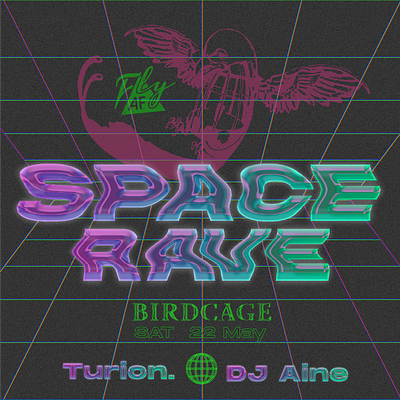 Space Rave gig poster cyberspace design dj gig grain graphic design illustration music newzealand poster rave retro texture vector