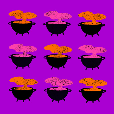 A Witchy Brew bold brew cauldron colorful halloween icon illustration magic minimal neon orange pop pot purple smoke vector witch