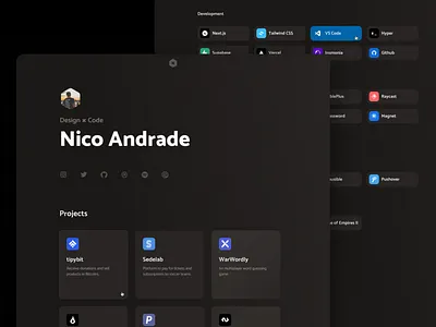 Shot #17470924 clean css dark minimal personal portfolio tailwind ui web website