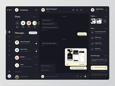 Chatdong - Chatting Desktop Ver💬 app chat clean dark mode design discussion flat full retro interface messages minimal minimalist retro saas saas website ui ux video call web design website