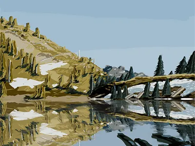 Alpine Lake illustration nature procreate