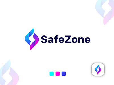 SafeZone Logo / S Letter Mark abstract app logo brand identity branding colorful combination logo creative logo gradient letter logo logo minimalist logo modern logo monogram s app logo s letter logo s logo s word logo security technology website logo