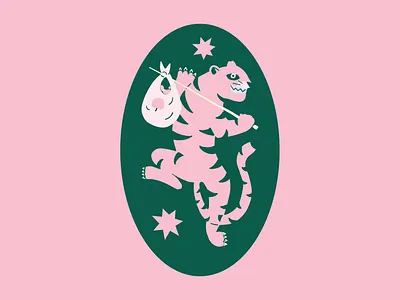 runaway tiger apples badge design illustration illustrator label sticker tiger