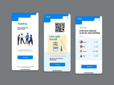 TheyPay - Split bills with peace of mind fintech graphic design mobile payments split bills ui ux