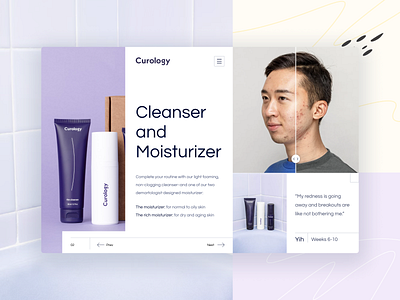 Curology Product Page - Concept app branding clean curology design dribbble ecommerce graphic design homepage landing landingpage minimal mondrian popular product skincare ui uiux web website