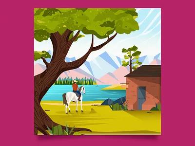 Illustration Series 6 art cowboy design dribbble follow graphicdesign illustration landscape nature shot vector west