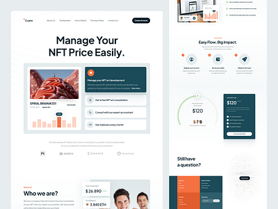 Cuans-Saas Landing Page chart clean design dribbble freelance invest investment investment platform landingpage minimalist nft nft management plan popular saas saas platform ui uiux web website