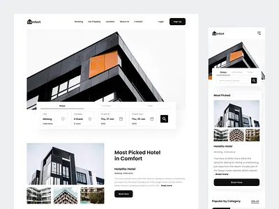 Hotel Booking - Landing Page airbnb app booking branding clean experience flight homestay hotel booking interface landing page minimal responsive travel travel booking travel shopping typography ui ux website