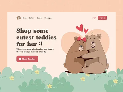Teddy Day cute header hero section kawaii landing page minimal romance salmanwap shop teddies teddy bear teddy day valentines day