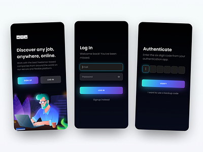 Sign In / Authenticate app blue business clean dark design freelance illustration login mobile modern register signin signup ui ux