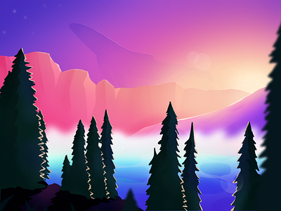Sunset - landscape design illustration landscape modern sunset vector whales