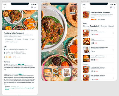 Restaurant Food Delivery application carousel delivery food gallery image image fullscreen menu rating restaurant reviews