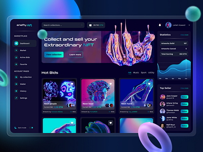 Enefty Art | NFT Marketplace Concept art blockchain crypto ethereum futuristic glassmorphism gradient metamask nft design token web