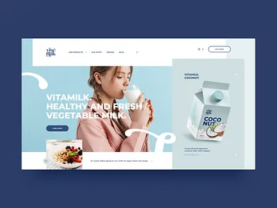 VitaMilk - Concept shots blue web coconut design header homepage milk plant site top ui design ui trend ui web ux design ux trend ux web vege web web design webdesign website