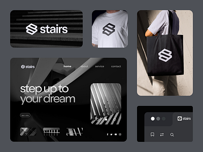 Stairs- Real Estate Brand Identity brand identity brand kit branding clean creative identity letter s logo logo design logotype minimal modren property real real estate agent real estate branding real estate company real estate logo stairs visual