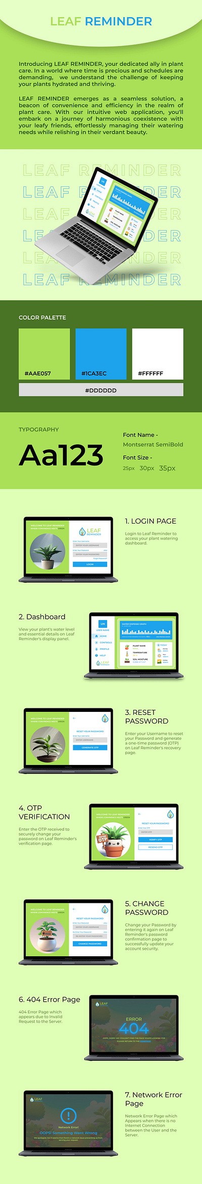 LEAF REMINDER - WebApp UI/UX Design branding graphic design ui