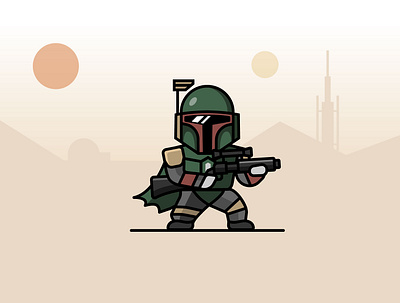 Boba Fett Illustration bobafett disney grogu illustration mando starwars tatooine