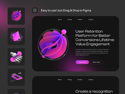 Pinxo 3D 3d 3d artwork 3d character 3d illustrations blender 3d gradient header illustration landing page screen