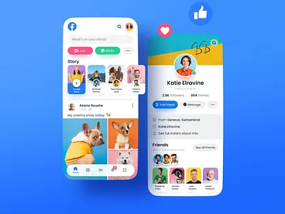 Facebook aesthetic UI re-design concept facebook figma mobile app redesign sinthai sinthaistudio