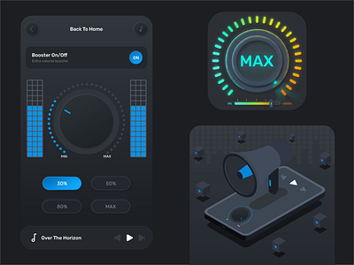 Volume Booster UI And Icon app design graphic design illustration logo ui ux vector