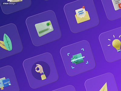 Clearpro | new set of 3D icons! 3d android app blender clean design illustration minimal mobile modern ui