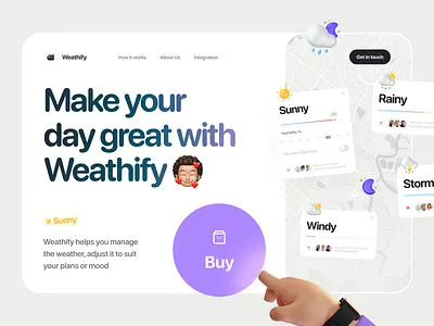 Weathify 3d app branding creative design graphic design landing like sale style ui uiux ux vector weather web web design