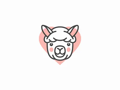 Cute Alpaca Logo for Sale alpaca animal baby branding cartoon cute design happy heart illustration kids logo love mark mascot pink premium smile vector zoo