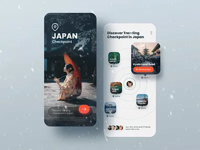 'Japan Checkpoint' mobile travel app concept checkpoint figma japan kyoto mobile app sinthai sinthaistudio travel ui