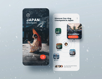 'Japan Checkpoint' mobile travel app concept checkpoint figma japan kyoto mobile app sinthai sinthaistudio travel ui